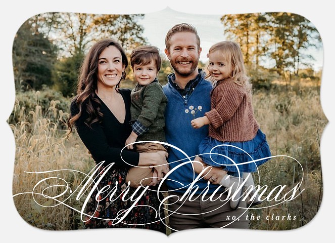 Calligraphic Swirls Holiday Photo Cards