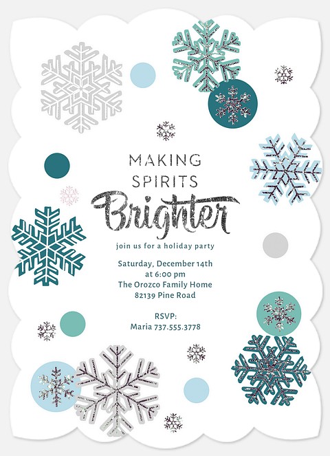 Sparkling Snowflakes Holiday Party Invitations