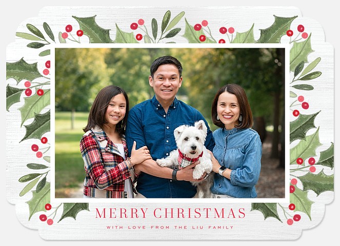 Holly Frame Holiday Photo Cards