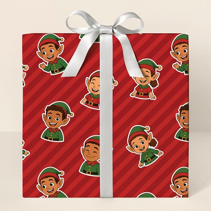 Cartoon of You Christmas Elves Wrapping Paper