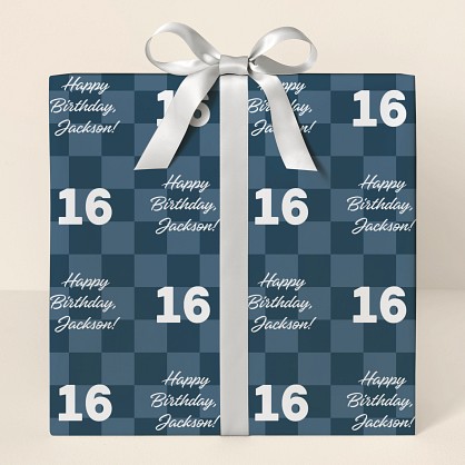 Checkered Birthday Wrapping Paper