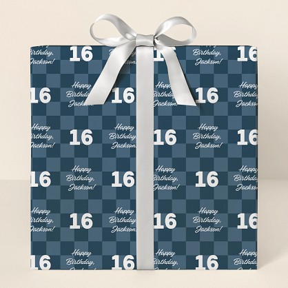 Checkered Birthday Wrapping Paper