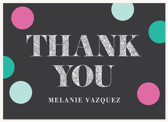 Dots & Glitter Quinceañera Thank You Cards