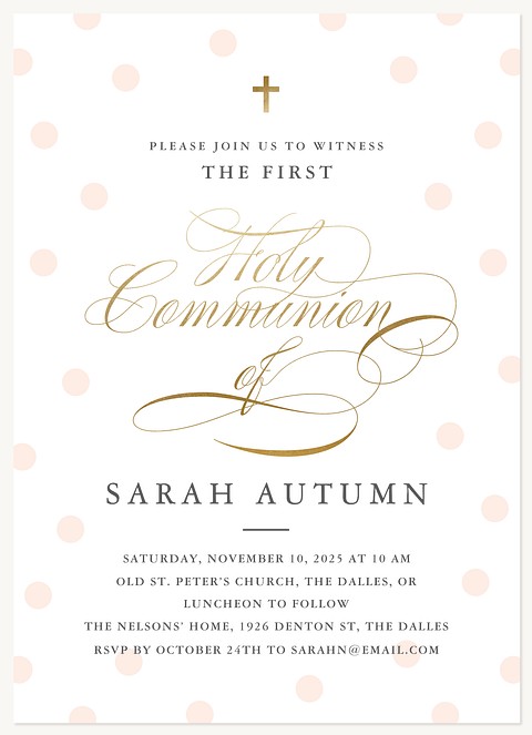 Lovely Dots First Communion Invitations