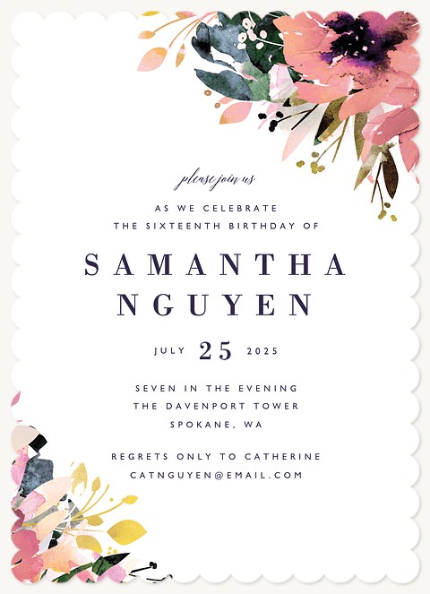 Painted Garden Teen Birthday Invitations