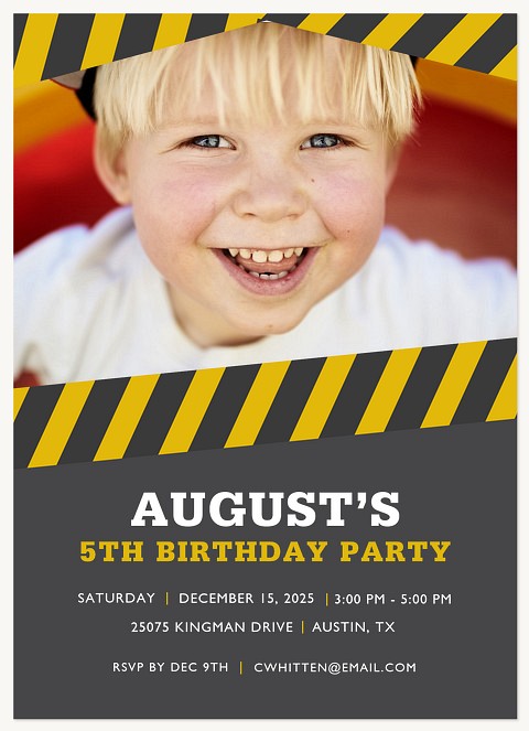 Caution Tape Kids Birthday Invitations