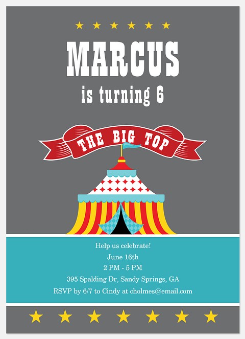 Big Top Kids' Birthday Invitations