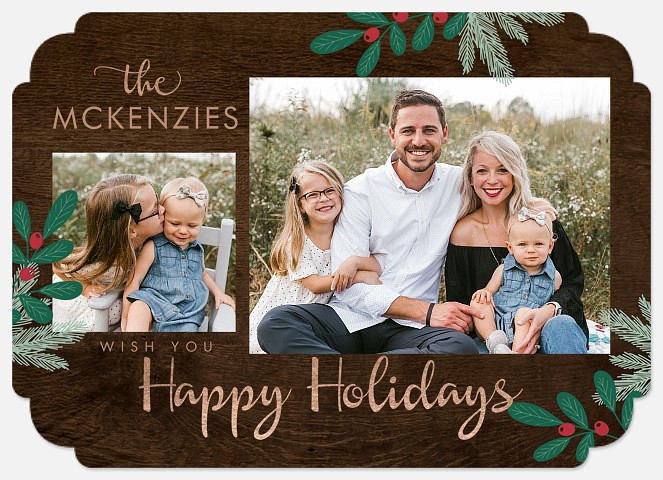 Modern Woodland Holiday Photo Cards