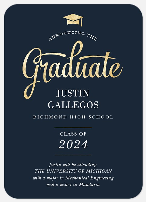 Golden Script Graduation Cards