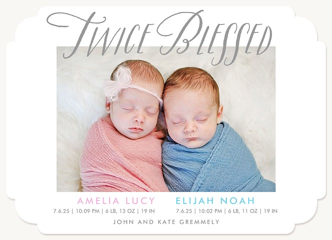 Twice the Treasure Twin Birth Announcements