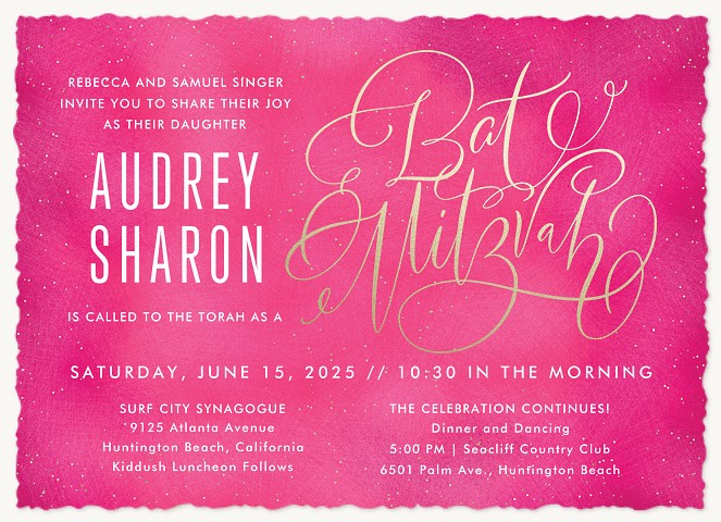 Glitz Bat Mitzvah Invitations