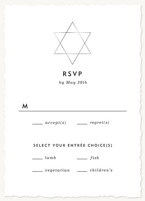 Classic Star Bar Mitzvah RSVP Cards