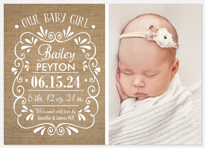 Country Charm Baby Birth Announcements