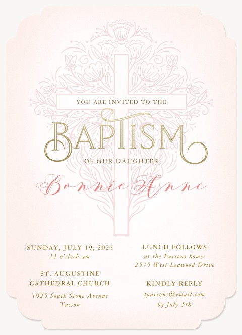 Ornate Cross Baptisms & Christening Invitations