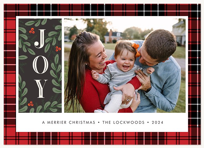 Joyous Plaid Personalized Holiday Cards