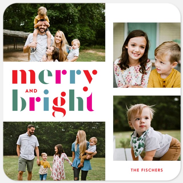 Technicolor Stencil Holiday Photo Cards