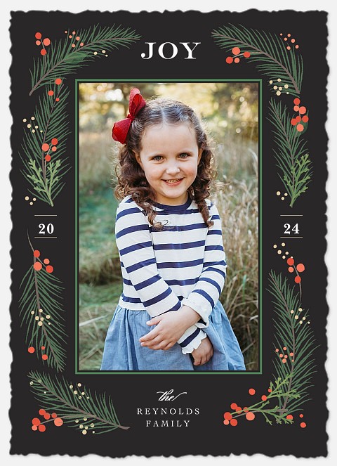 Festive Foliage Frame Holiday Photo Cards